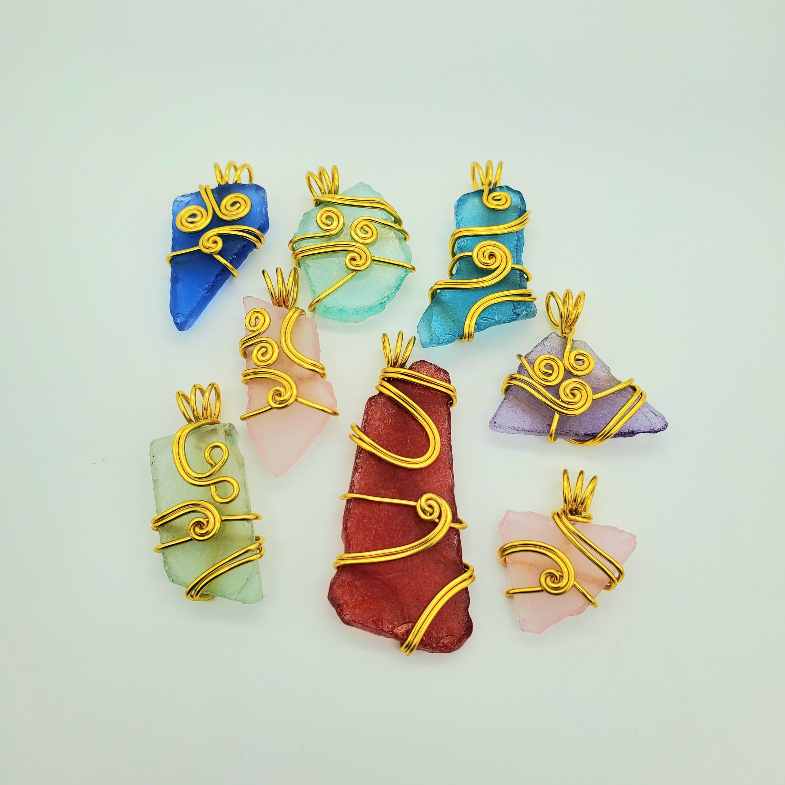 Wholesale Colorful Sea Glass Pendants D.B.S.R. Jewelry Gifts